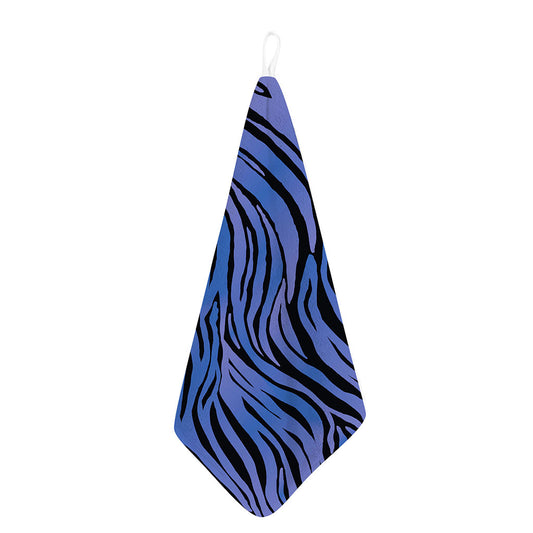Black Blue Zebra Pattern Print Hand Towel