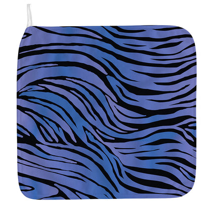Black Blue Zebra Pattern Print Hand Towel