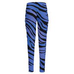 Black Blue Zebra Pattern Print High-Waisted Pocket Leggings
