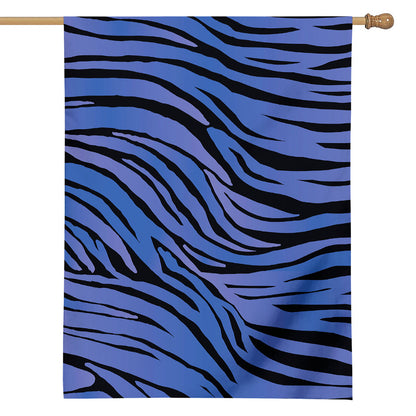 Black Blue Zebra Pattern Print House Flag