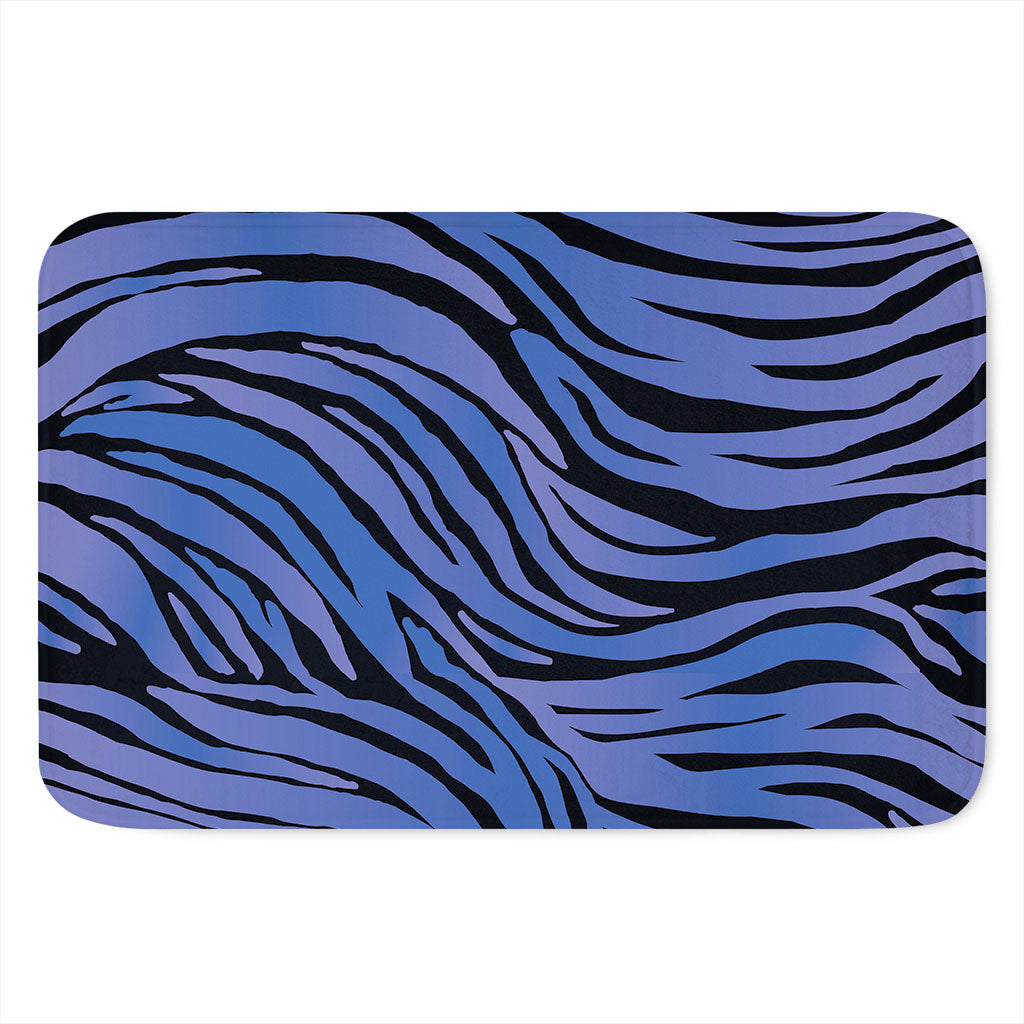 Black Blue Zebra Pattern Print Indoor Door Mat