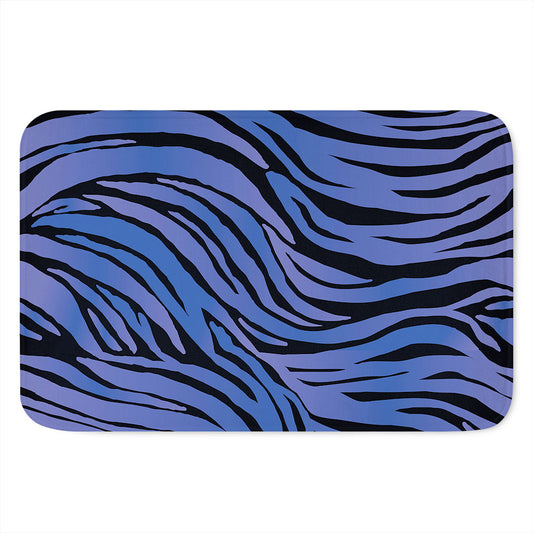Black Blue Zebra Pattern Print Indoor Door Mat