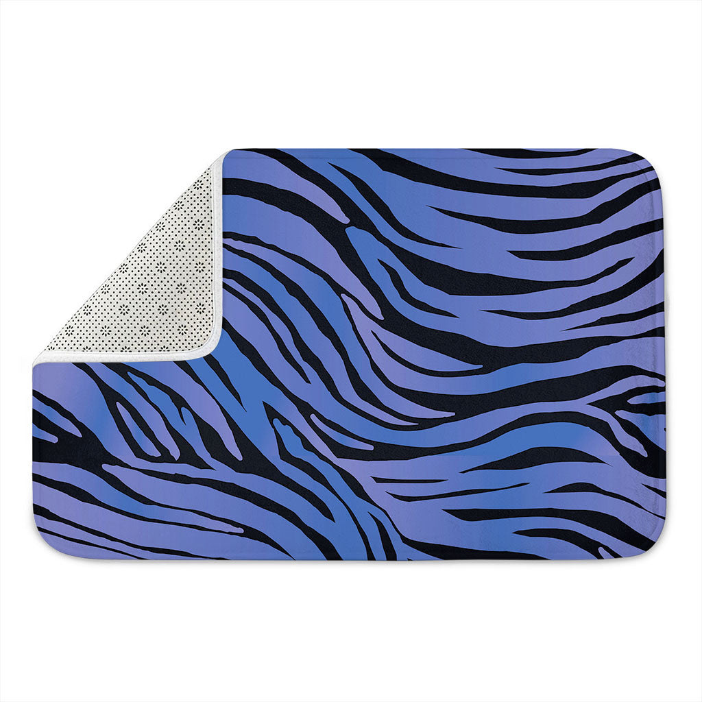 Black Blue Zebra Pattern Print Indoor Door Mat