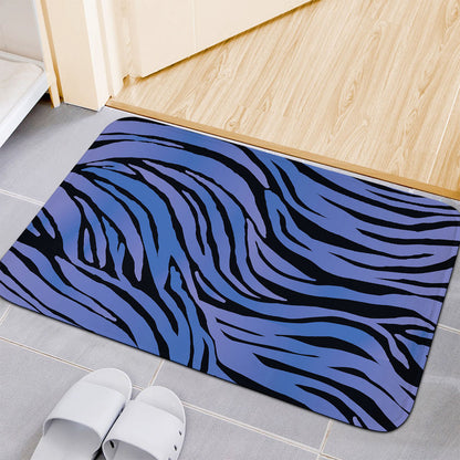 Black Blue Zebra Pattern Print Indoor Door Mat
