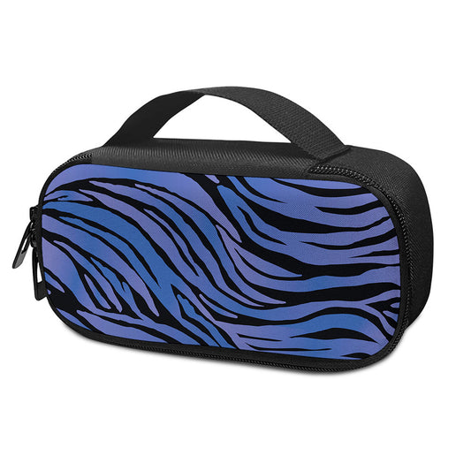 Black Blue Zebra Pattern Print Insulin Cooler Travel Case