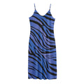 Black Blue Zebra Pattern Print Jersey Midi Cami Dress