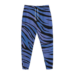 Black Blue Zebra Pattern Print Jogger Pants