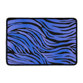 Black Blue Zebra Pattern Print Kitchen Mat