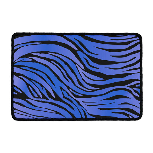 Black Blue Zebra Pattern Print Kitchen Mat