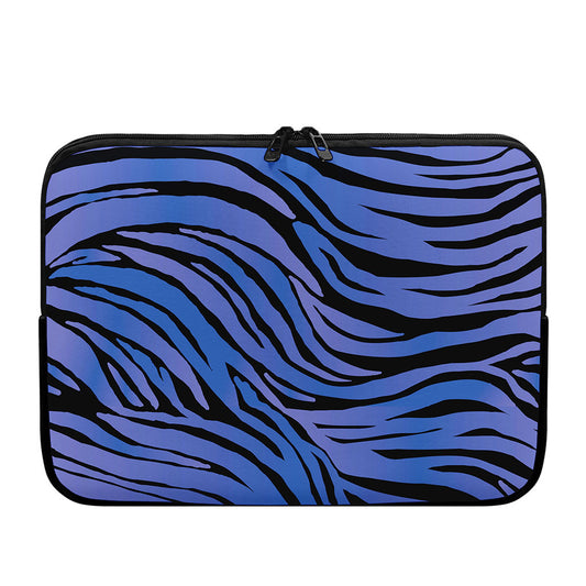 Black Blue Zebra Pattern Print Laptop Sleeve