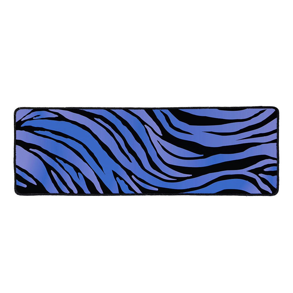 Black Blue Zebra Pattern Print Long Kitchen Mat