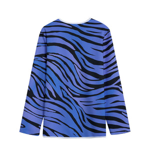 Black Blue Zebra Pattern Print Long Sleeve Short Coat