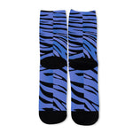 Black Blue Zebra Pattern Print Long Socks