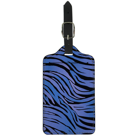 Black Blue Zebra Pattern Print Luggage Tag