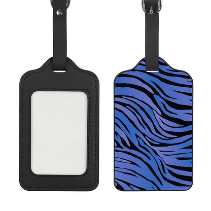 Black Blue Zebra Pattern Print Luggage Tag