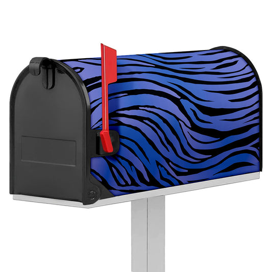 Black Blue Zebra Pattern Print Mailbox Cover