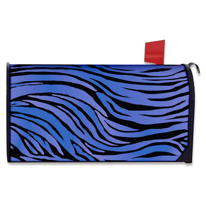 Black Blue Zebra Pattern Print Mailbox Cover
