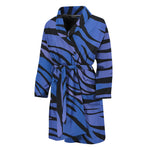 Black Blue Zebra Pattern Print Men's Bathrobe