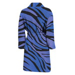 Black Blue Zebra Pattern Print Men's Bathrobe