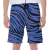 Black Blue Zebra Pattern Print Men's Beach Shorts