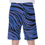 Black Blue Zebra Pattern Print Men's Beach Shorts