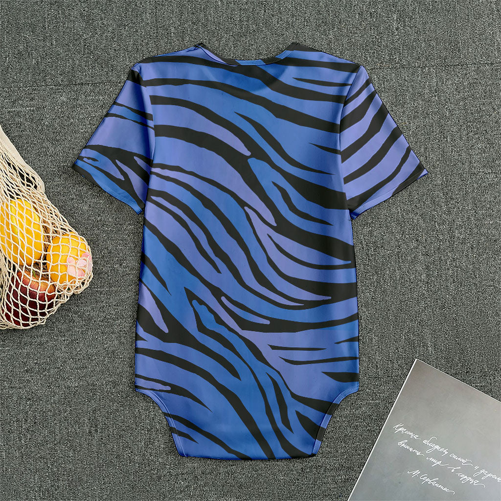 Black Blue Zebra Pattern Print Men's Bodysuit