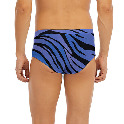 Black Blue Zebra Pattern Print Men's Briefs