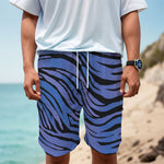 Black Blue Zebra Pattern Print Men's Cargo Shorts
