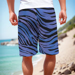 Black Blue Zebra Pattern Print Men's Cargo Shorts