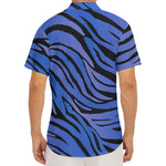 Black Blue Zebra Pattern Print Men's Deep V-Neck Shirt