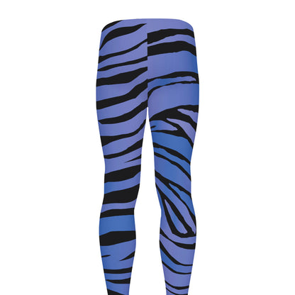 Black Blue Zebra Pattern Print Men's leggings