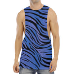 Black Blue Zebra Pattern Print Men's Muscle Tank Top