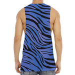 Black Blue Zebra Pattern Print Men's Muscle Tank Top