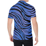 Black Blue Zebra Pattern Print Men's Shirt