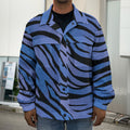 Black Blue Zebra Pattern Print Men's Shirt Jacket