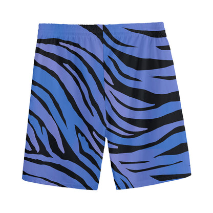 Black Blue Zebra Pattern Print Men's Sports Shorts