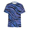 Black Blue Zebra Pattern Print Men's Athletic T-Shirt