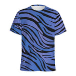 Black Blue Zebra Pattern Print Men's Sports T-Shirt