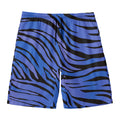 Black Blue Zebra Pattern Print Men's Swim Trunks