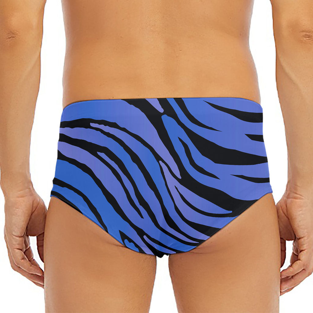 Black Blue Zebra Pattern Print Men's Triangle Swim Briefs