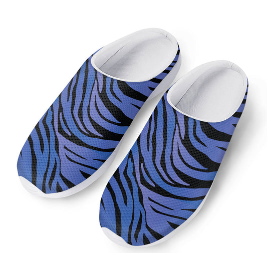 Black Blue Zebra Pattern Print Mesh Casual Shoes