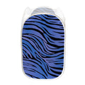 Black Blue Zebra Pattern Print Mesh Laundry Hamper