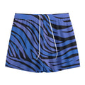 Black Blue Zebra Pattern Print Mesh Shorts