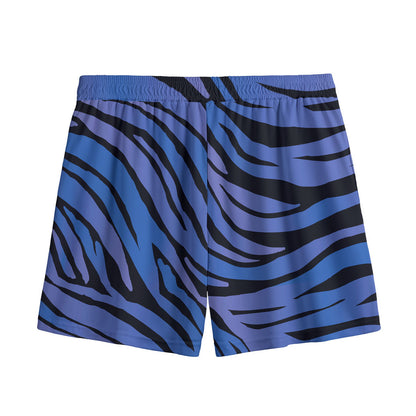 Black Blue Zebra Pattern Print Mesh Shorts