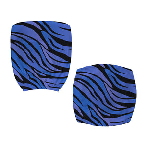 Black Blue Zebra Pattern Print Office Chair Cover