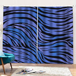 Black Blue Zebra Pattern Print Pencil Pleat Curtains