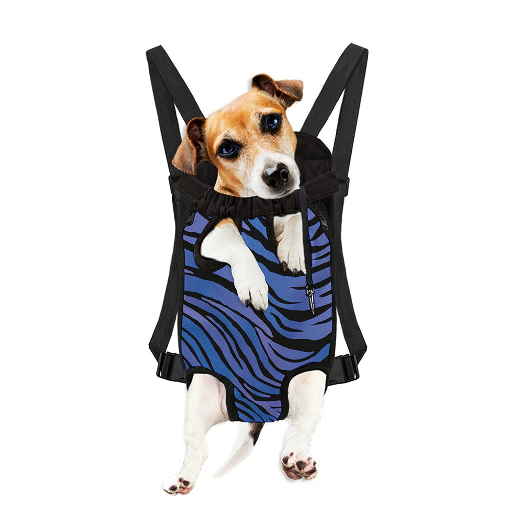 Black Blue Zebra Pattern Print Pet Carrier Backpack