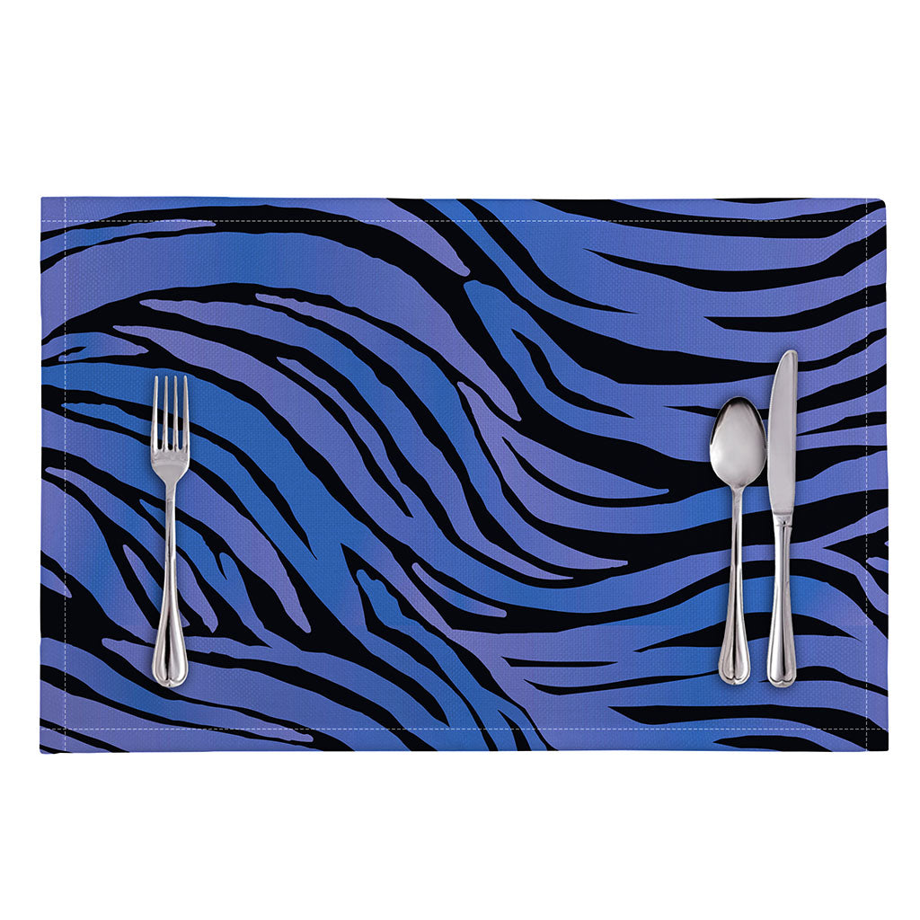 Black Blue Zebra Pattern Print Placemat