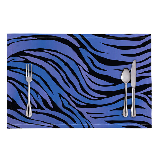 Black Blue Zebra Pattern Print Placemat