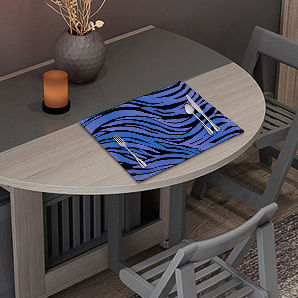 Black Blue Zebra Pattern Print Placemat